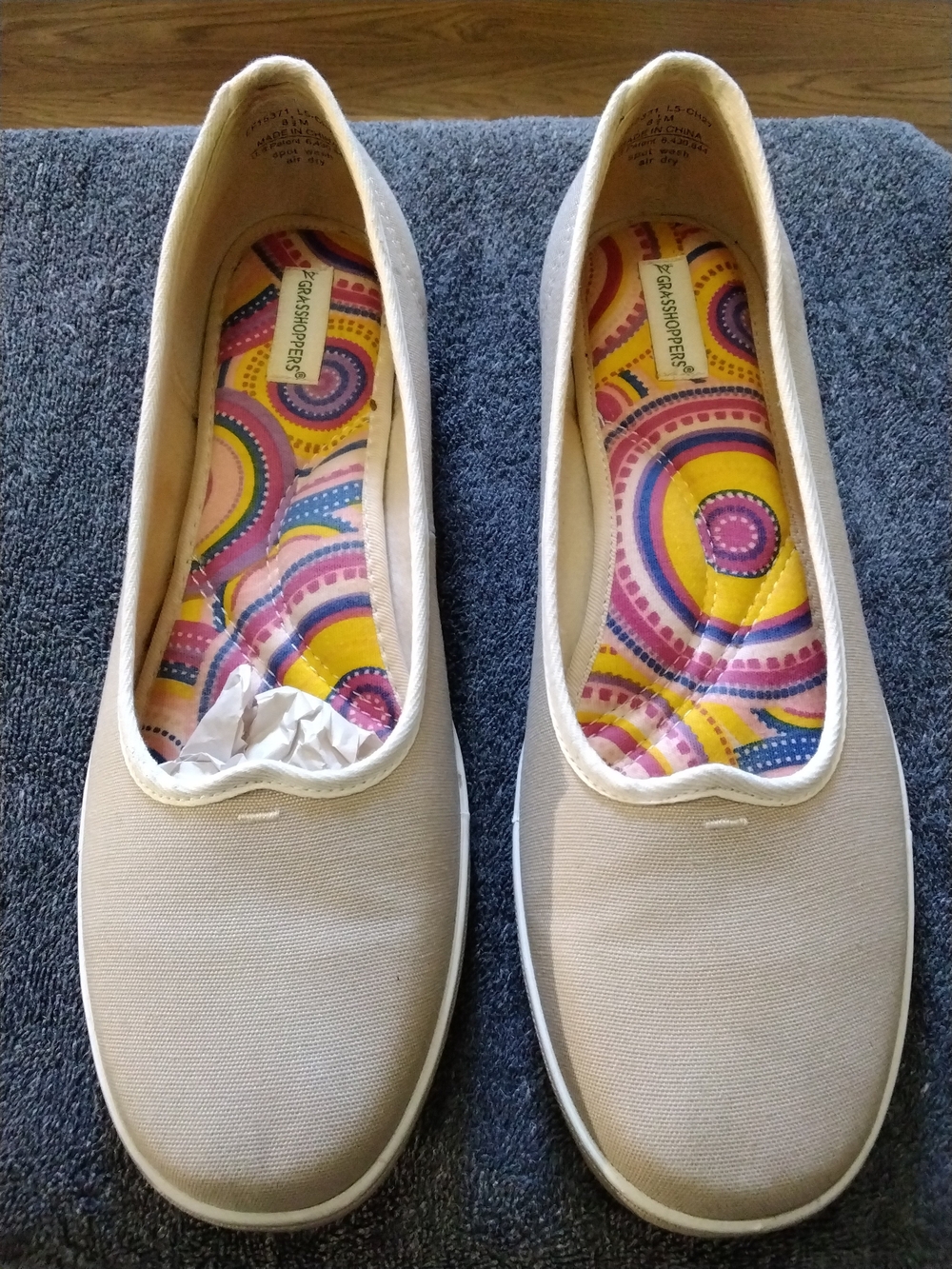 Grasshoppers Marina Stone Beige Slip On Casual Flats Shoes Sz 8.5 M